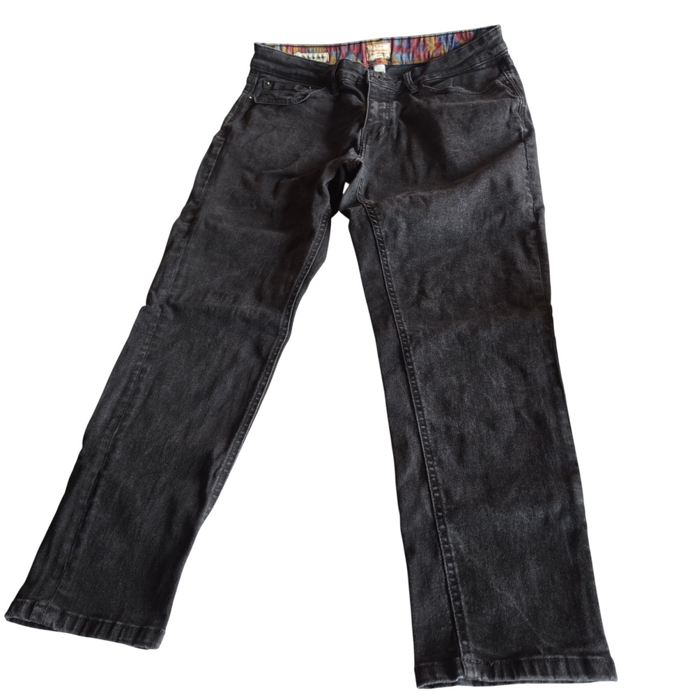 Weatherproof Vintage Mens Slim Tapered Jeans Washed Black 34x30 Stretch Denim